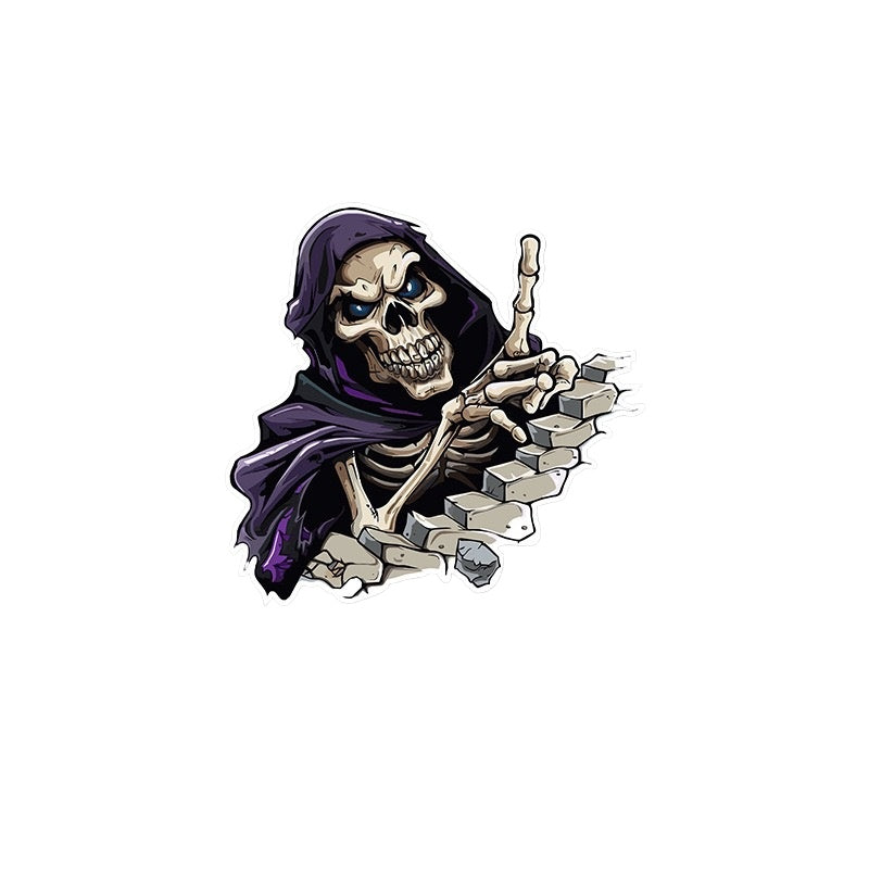 Halloween Skull Car Sticker – Scratch Cover Decal for Cars & Motorcycles, Creative Scary Face Decoration for Spooky Vibes