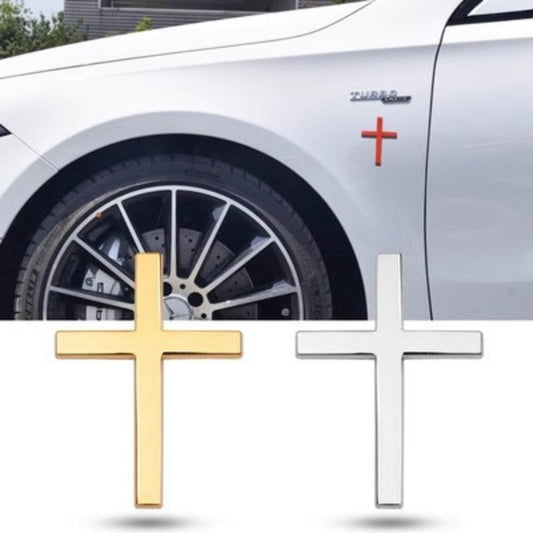3D Metal Cross Car Emblem Sticker – Universal Auto & Motorcycle Decoration Badge, Faith Symbol Tail Logo, Waterproof Custom Design