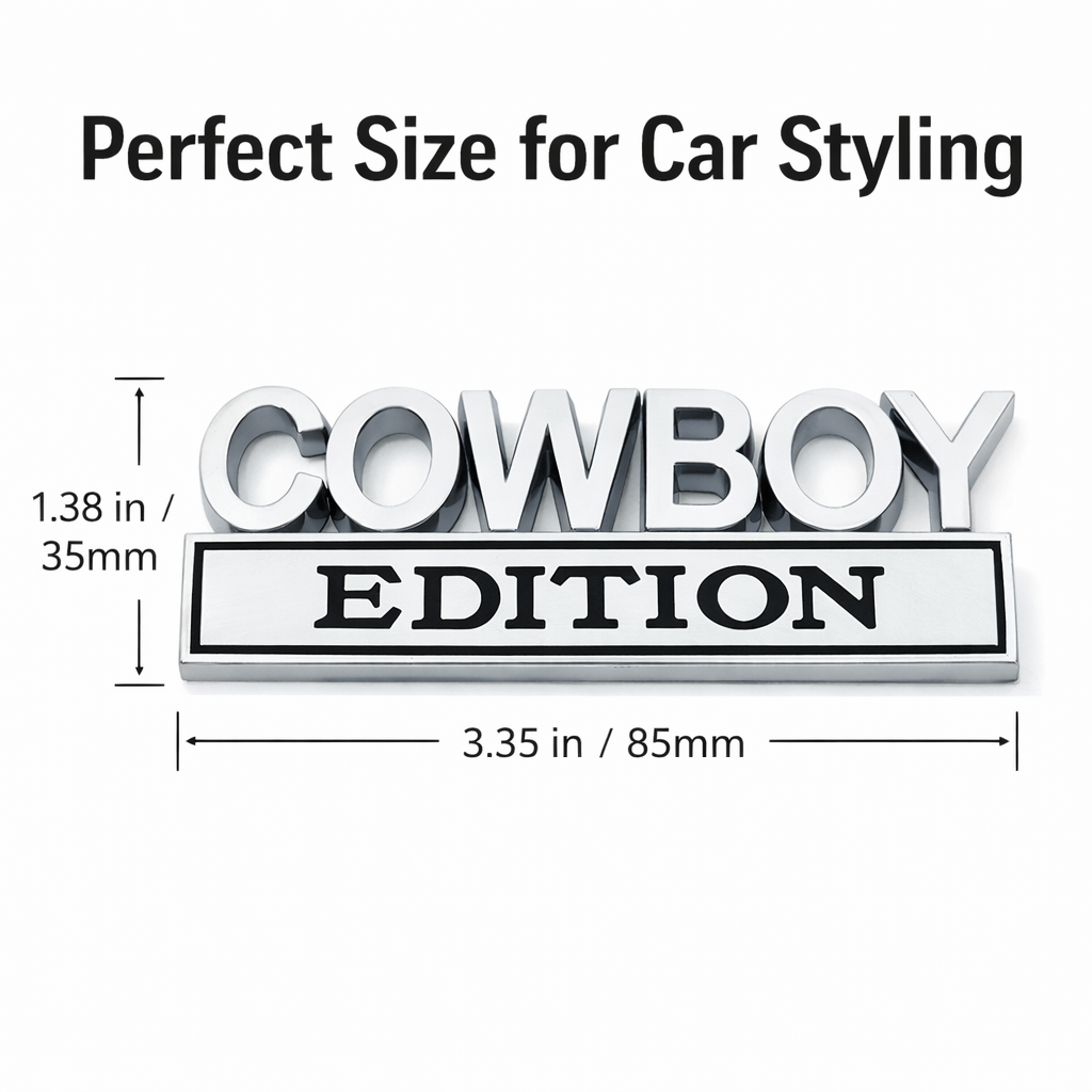 3D Metal Cowboy Car Emblem Badge | Universal Truck Tailgate Fender Decal | Western Style Auto Accessories