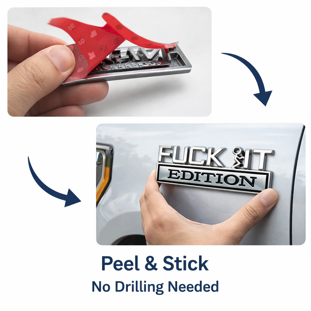 F*ck It Edition Metal Fender Badge for Ford Trucks | 3D Metal Car Emblem Decal | Universal Auto Side Badge