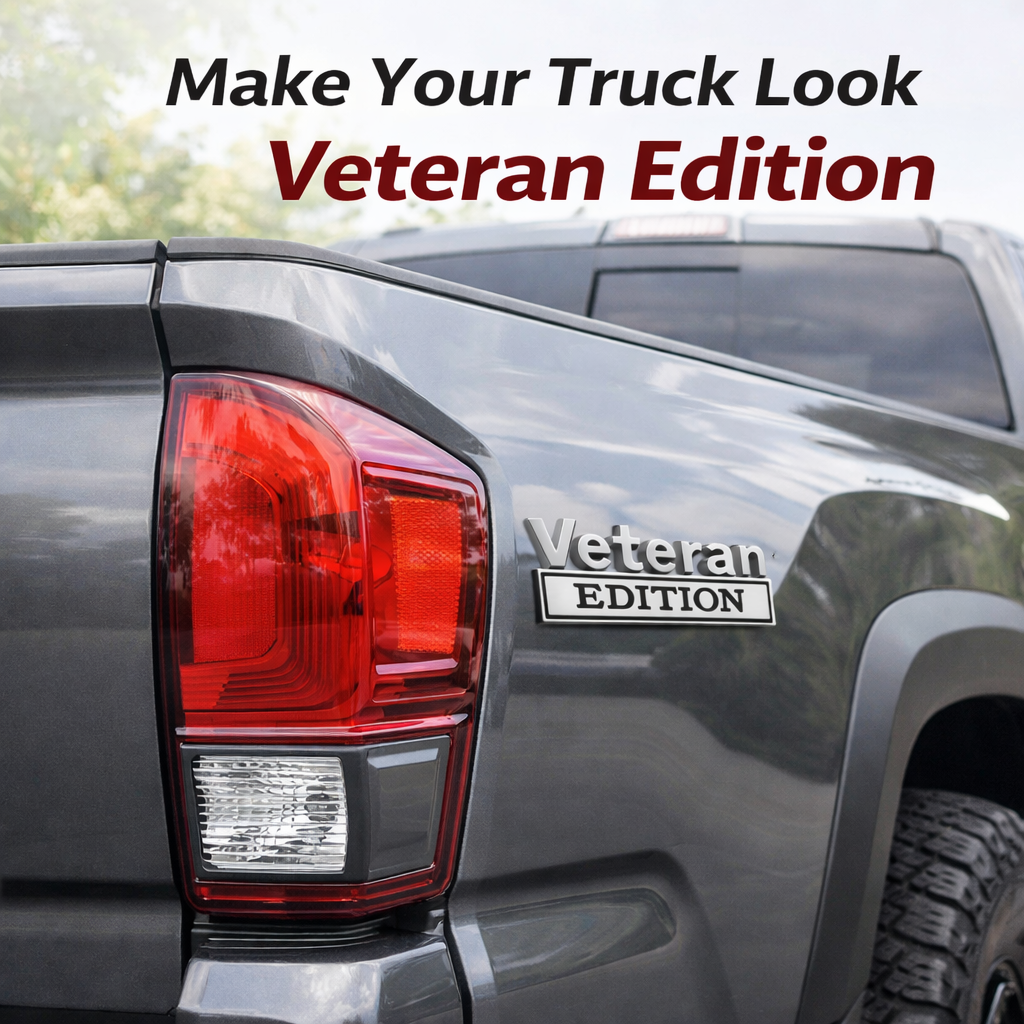 3D Metal Veteran Edition Car Emblem Badge – Military Style Auto Decal for Truck SUV Fender Tailgate