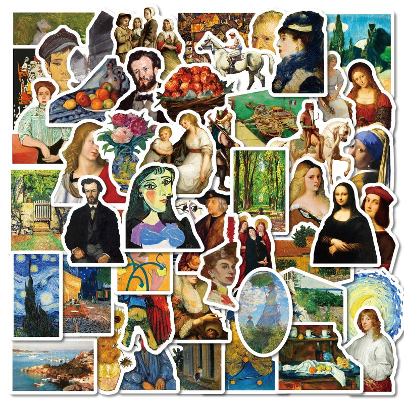 50pcs Famous Painting Stickers – Waterproof Aesthetic Art Decals for Skateboards, Laptops & Cups | Creative DIY Gift for Art Lovers