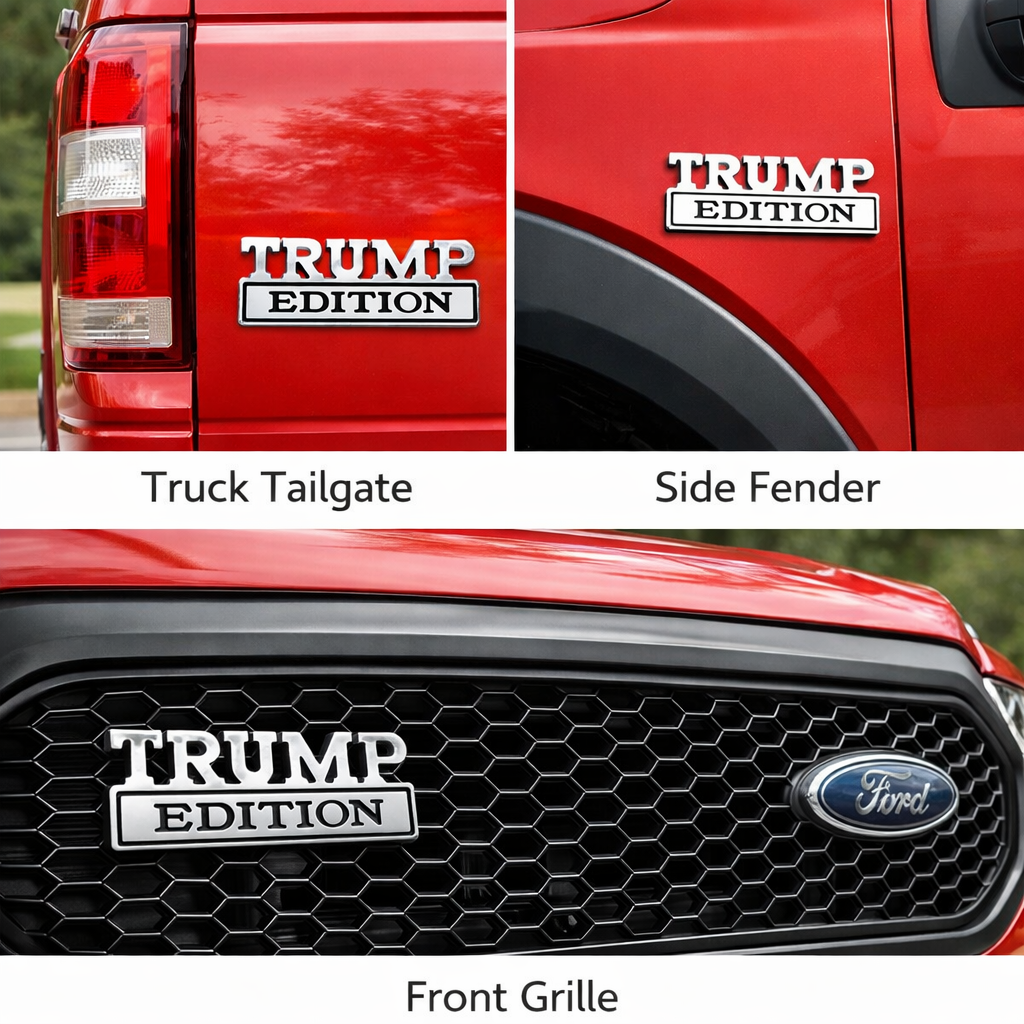 3D Metal Trump Edition Car Emblem Badge – Alloy Fender Tailgate Sticker for Truck SUV Exterior Decoration