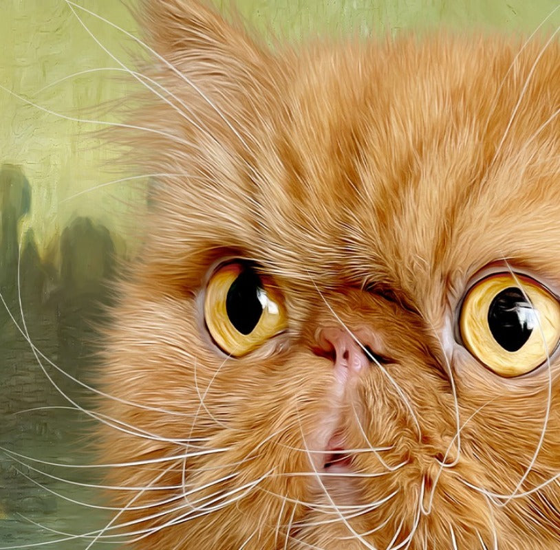 Custom Pet Portrait Oil Painting – Funny Personalized Cat Dog Wall Art Gift for Pet Lovers