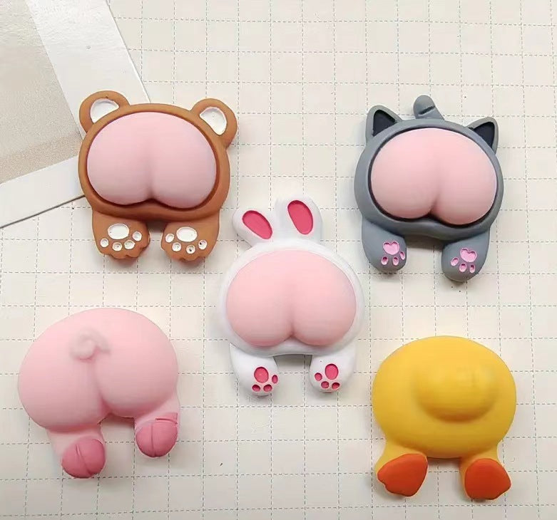 Cute Animal Butt Fridge Magnet – Resin Cartoon Decor for Kitchen & Photo Wall