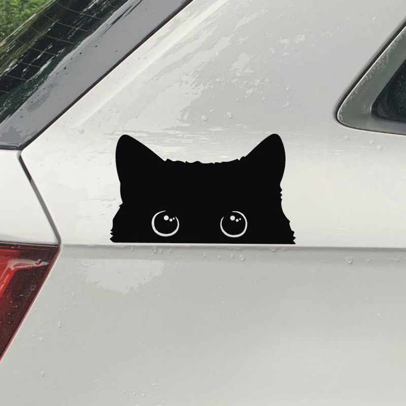 Funny Peeking Black Cat Car Sticker – Cute Waterproof Vinyl Decal for Car Laptop Window