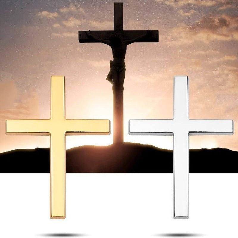 3D Metal Cross Car Emblem Sticker – Universal Auto & Motorcycle Decoration Badge, Faith Symbol Tail Logo, Waterproof Custom Design