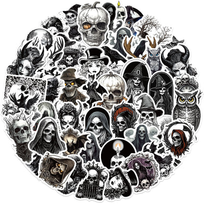 50pcs Gothic Skull Stickers – Waterproof Aesthetic Decals for Guitar, Laptop & Luggage | Punk DIY Vibes