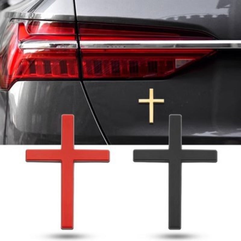 3D Metal Cross Car Emblem Sticker – Universal Auto & Motorcycle Decoration Badge, Faith Symbol Tail Logo, Waterproof Custom Design
