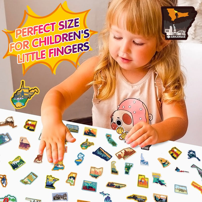 USA State Map Stickers – 51PCS Travel Doodle Decals for Scrapbooking, Laptops & Journals | Aesthetic & Educational Gift Set