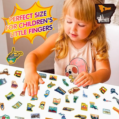 USA State Map Stickers – 51PCS Travel Doodle Decals for Scrapbooking, Laptops & Journals | Aesthetic & Educational Gift Set