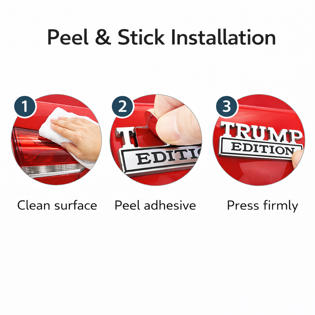 3D Metal Trump Edition Car Emblem Badge – Alloy Fender Tailgate Sticker for Truck SUV Exterior Decoration