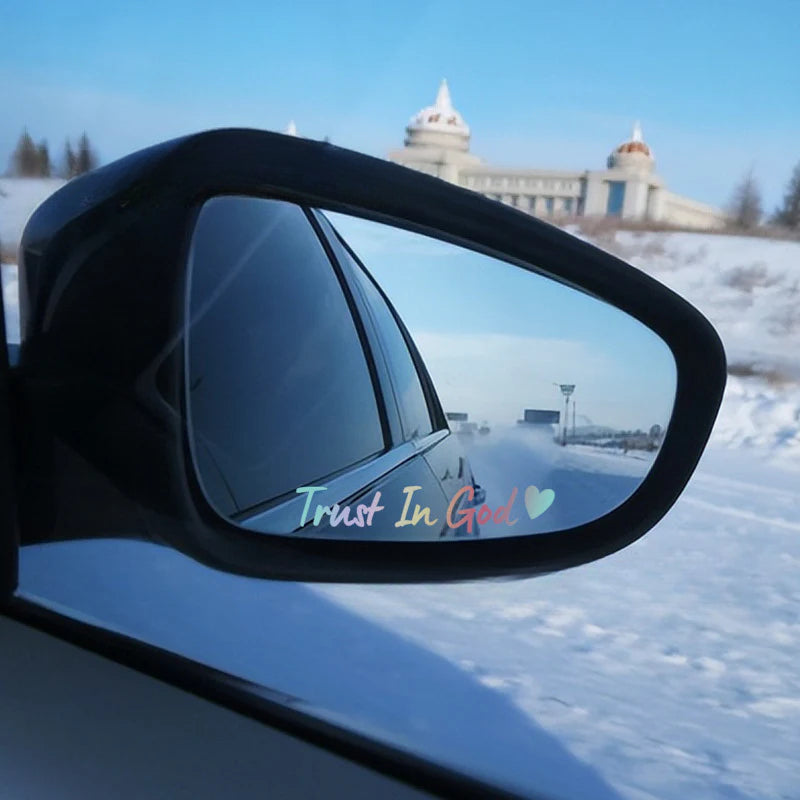 Faith Car Mirror Decal – Trust in God Sticker for Women Drivers | Inspirational Rearview Accessory