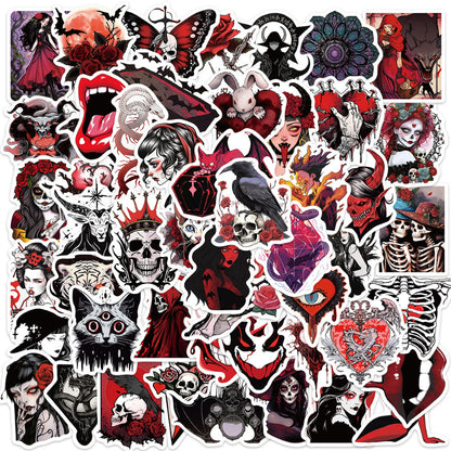 50pcs Graffiti Sticker Pack  – Waterproof Skull Girl Designs – Unique DIY Decor for Guitar, Laptop, Luggage – Trendy & Cool Vibe