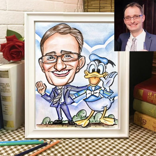 Custom Cartoon Portrait Drawing – Hand-Drawn Funny Caricature from Photo – Personalized Gift for Friends, Teachers, or Colleagues