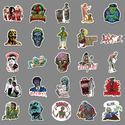 Zombie Graffiti Sticker Pack 51pcs | DIY Horror-Themed Decals for Skateboards, Water Bottles, Luggage | Must-Have for Trendsetters