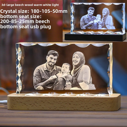 Custom Crystal Photo Keepsake – Personalized Wedding & New Year Anniversary Gift | Unique, Emotional Memory Engraving