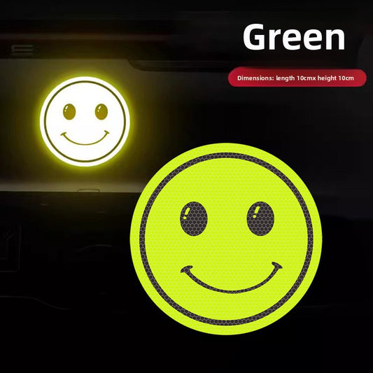 Reflective Car Decal Sticker – Cute Smiley Design | Glow-in-the-Dark Safety Alert for Vehicle Window & Body | Fun & Unique Auto Decor
