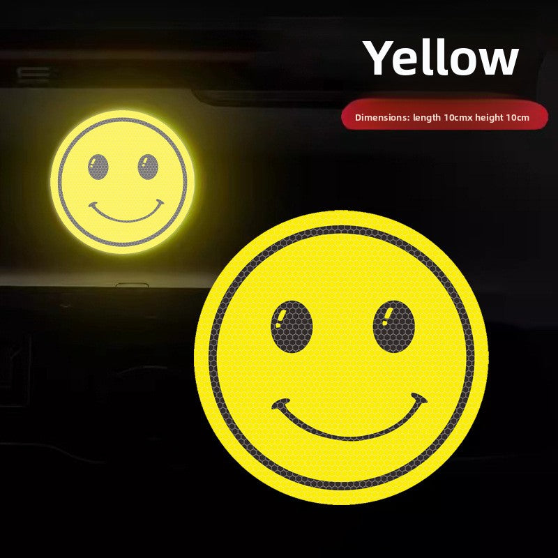 Reflective Car Decal Sticker – Cute Smiley Design | Glow-in-the-Dark Safety Alert for Vehicle Window & Body | Fun & Unique Auto Decor