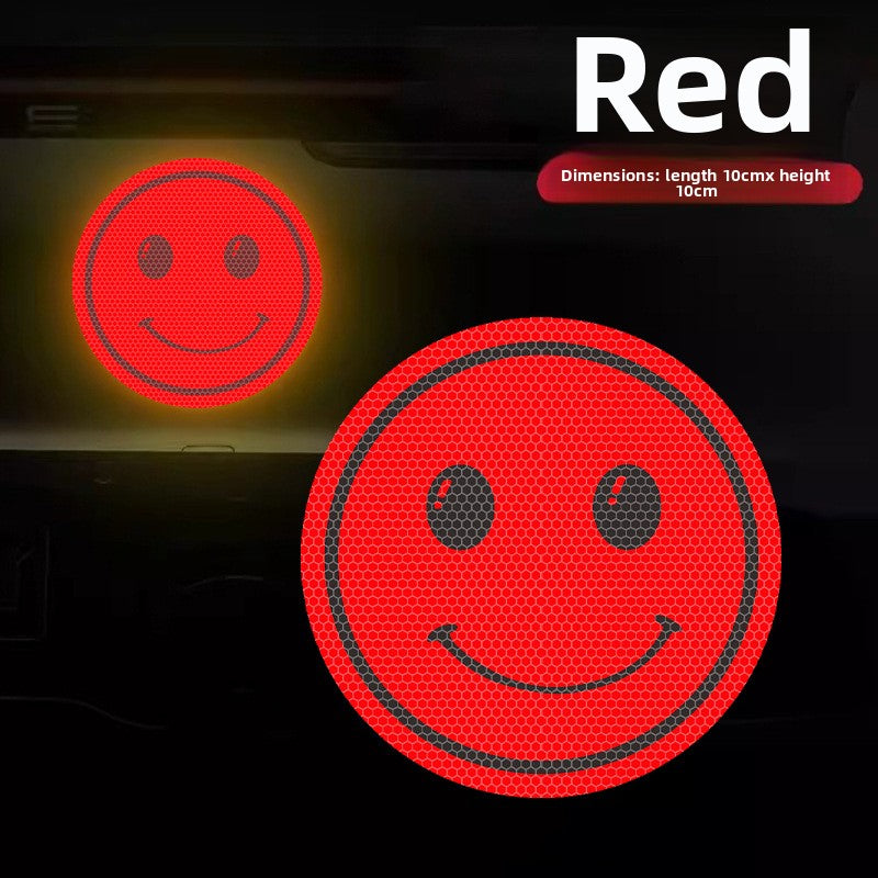 Reflective Car Decal Sticker – Cute Smiley Design | Glow-in-the-Dark Safety Alert for Vehicle Window & Body | Fun & Unique Auto Decor
