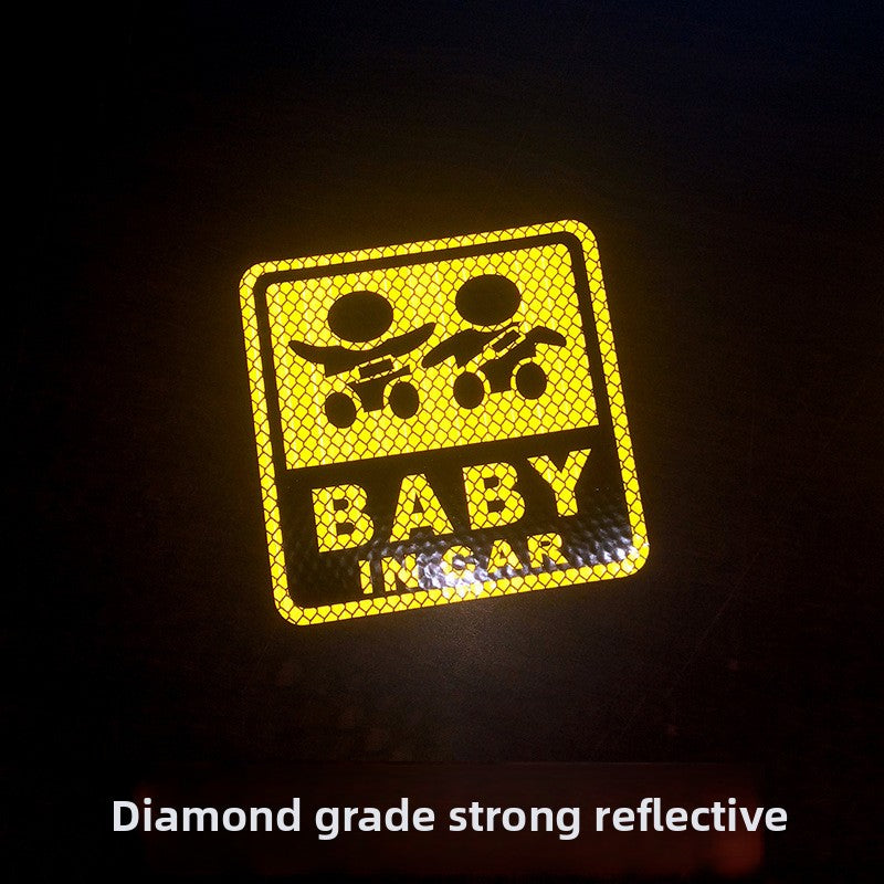 Reflective Baby in Car Sticker | High-Visibility Night Safety Sign | Cute Cartoon Design | Drive with Peace of Mind