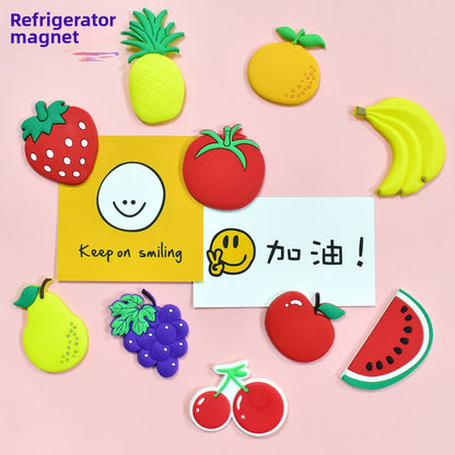 Cute Fruit Cartoon Fridge Magnets – PVC Soft Rubber Educational Magnetic Stickers for Kids