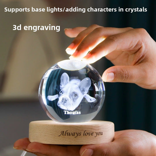Customized Pet Crystal Ball + Memorial Dog Photo + Music Player + Exclusive 3D Engraving + Heartfelt Gift