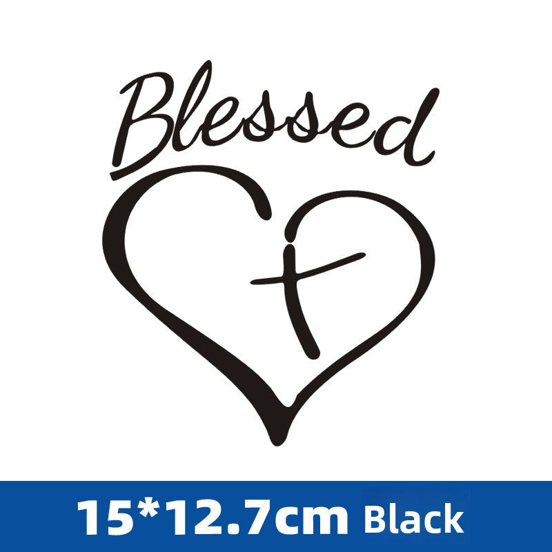 Faith Car Decal – Blessed Heart Lettering Vinyl Sticker for Rear Window – Christian Inspirational Auto Decor