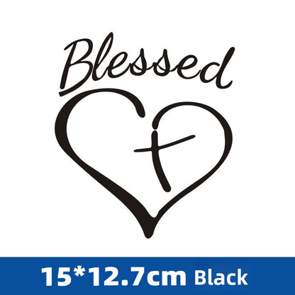 Faith Car Decal – Blessed Heart Lettering Vinyl Sticker for Rear Window – Christian Inspirational Auto Decor