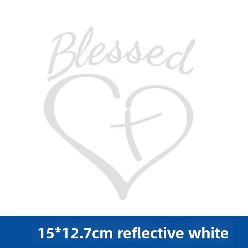 Faith Car Decal – Blessed Heart Lettering Vinyl Sticker for Rear Window – Christian Inspirational Auto Decor