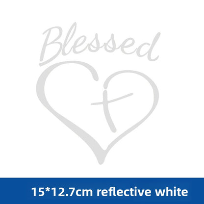 Faith Car Decal – Blessed Heart Lettering Vinyl Sticker for Rear Window – Christian Inspirational Auto Decor