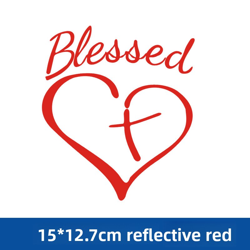 Faith Car Decal – Blessed Heart Lettering Vinyl Sticker for Rear Window – Christian Inspirational Auto Decor