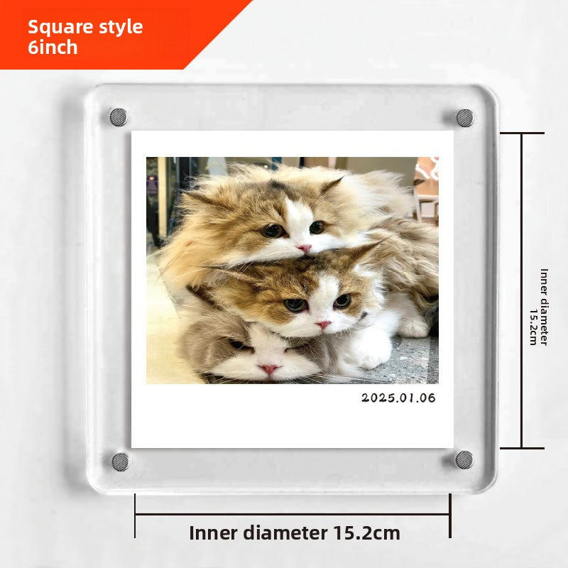 Acrylic Magnetic Photo Frame｜Double-Sided Clear Display for Mini Prints｜Strong Magnet Fridge Decor｜Capture Your Travel Memories
