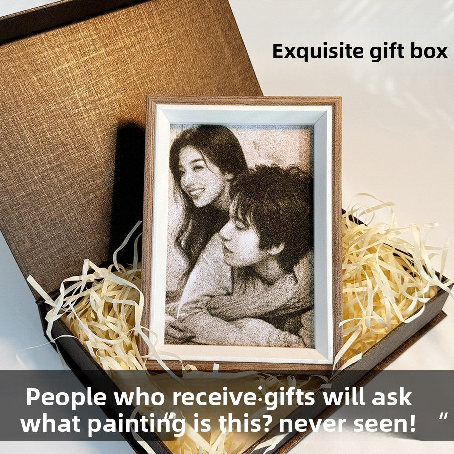 Custom Portrait Sand Art Frame + Lifelike Personality Capture + Unique 3D Resin Color Technique + Heartwarming Keepsake Gift