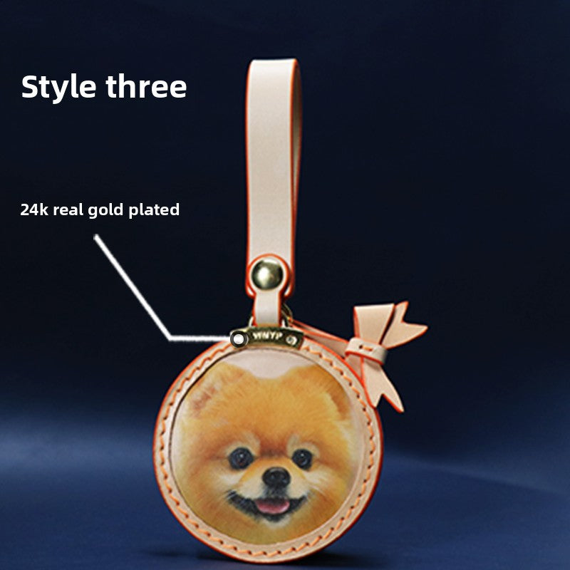 Custom Pet Leather Keychain｜Hand-Painted Real Leather Portrait Tag｜Unique Dog Cat Memorial Gift｜Heartwarming & Personalized