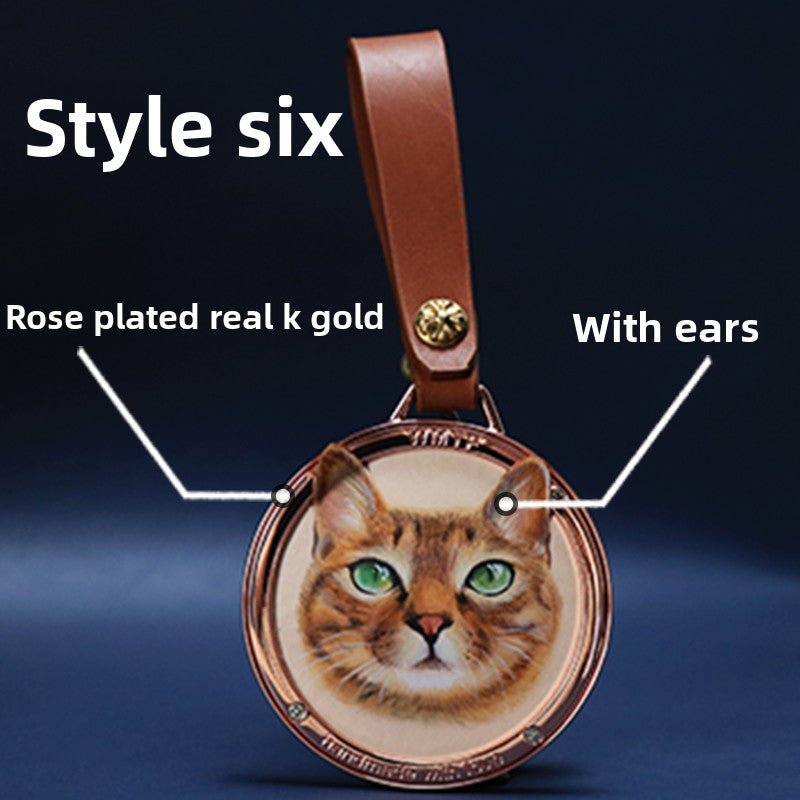 Custom Pet Leather Keychain｜Hand-Painted Real Leather Portrait Tag｜Unique Dog Cat Memorial Gift｜Heartwarming & Personalized