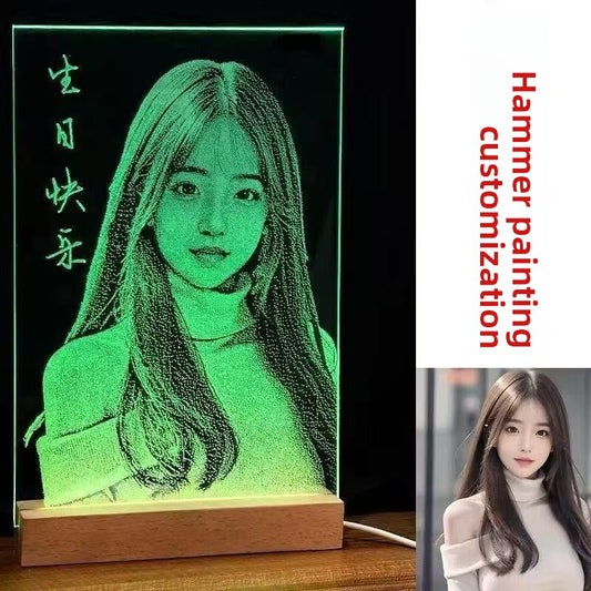 Glass Hammered Portrait | Custom Photo Carving Gift | Artisan Heritage Style | Unique Romantic Keepsake