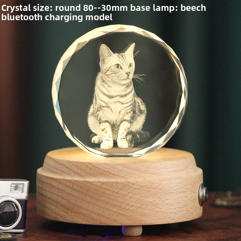 Customized Pet Crystal Ball + Memorial Dog Photo + Music Player + Exclusive 3D Engraving + Heartfelt Gift