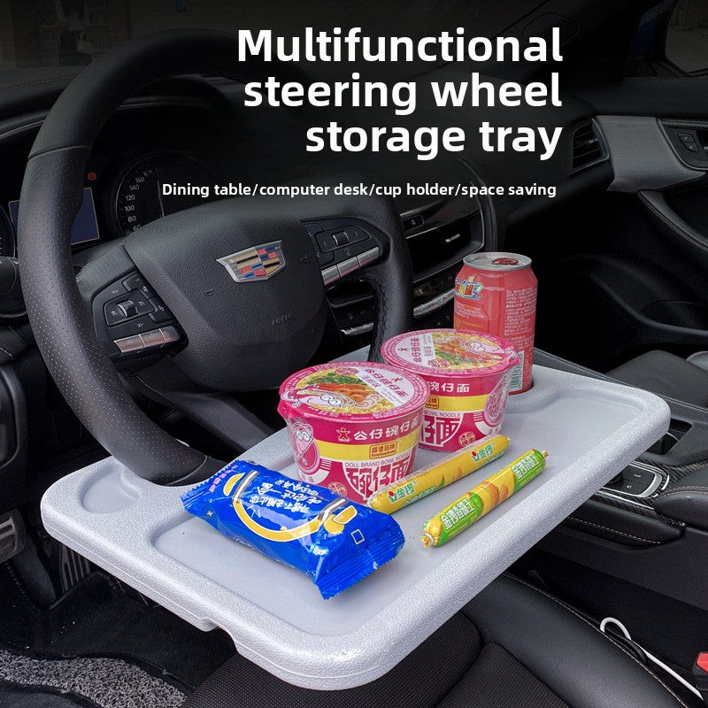 Car Steering Wheel Tray – Multifunctional Foldable Laptop & Food Table for Driving Comfort and On-the-Go Convenience