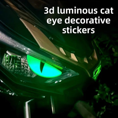 Glow in the Dark Demon Eye Sticker – 3D Waterproof Motorcycle Decal for Cool Custom Look