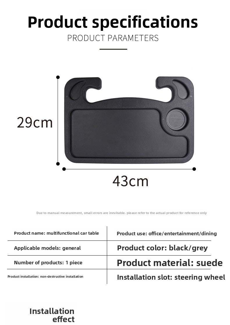 Car Steering Wheel Tray – Multifunctional Foldable Laptop & Food Table for Driving Comfort and On-the-Go Convenience